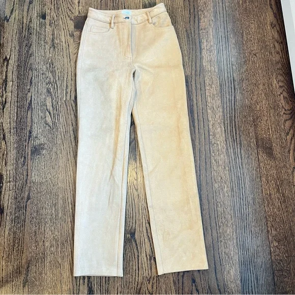 Wilfred (Aritzia) Faux Suede Brown Pants straight leg size 2 - Picture 1 of 8